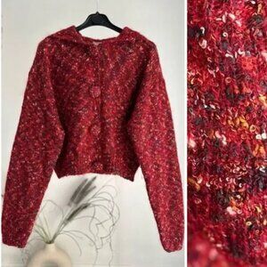 VINTAGE Paul Et Duffier Mohair Blend Crop Hoodie Cardigan Large
